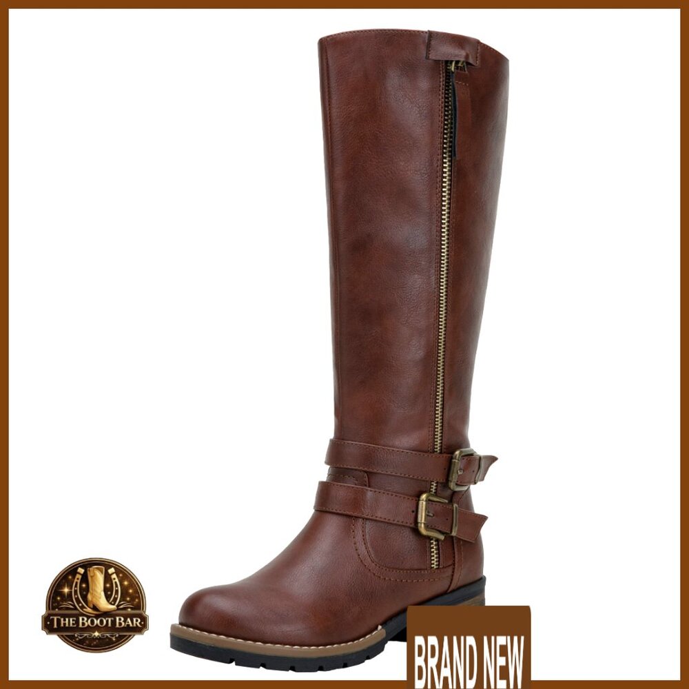 Knee High Riding Boots Low Heel Side Zipper Classic Elegant Casual Work Wear